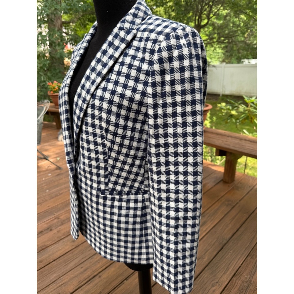 J.Crew Parke Blazer‎ Navy White Gingham Check Cotton Blend Jacket 10P NEW H2842 - Picture 5 of 14